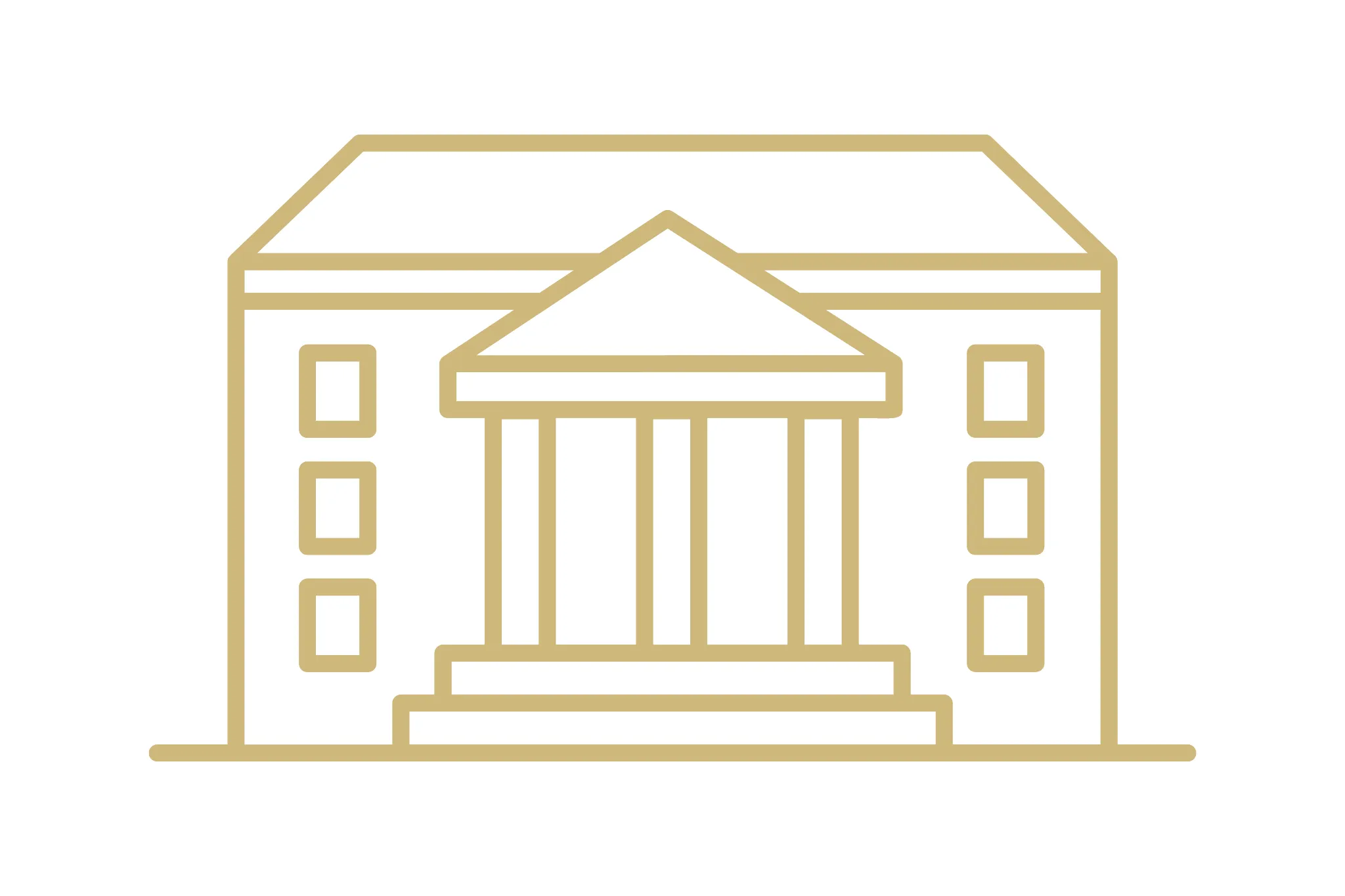 Gold Outline of an Academic Building